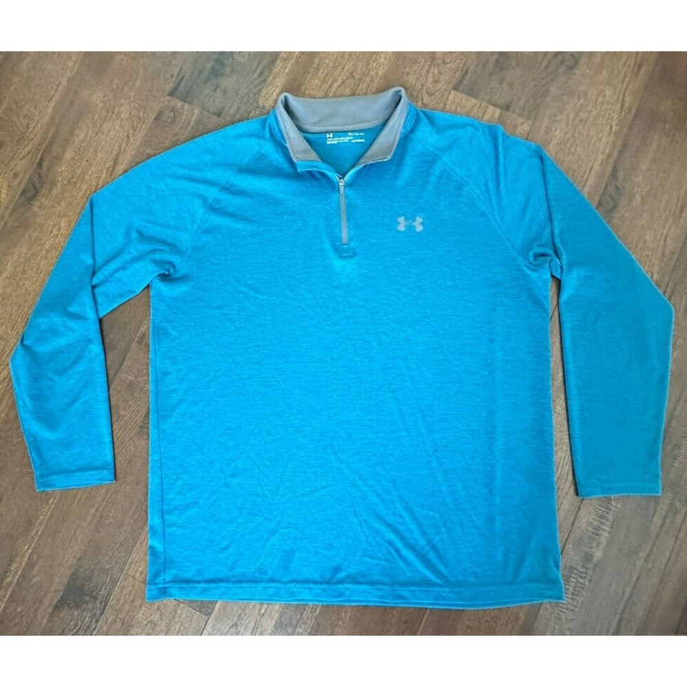 UNDER ARMOUR Heat Gear Loose Fit 1/4 Zip Pullover Aqua Turquoise Flaws